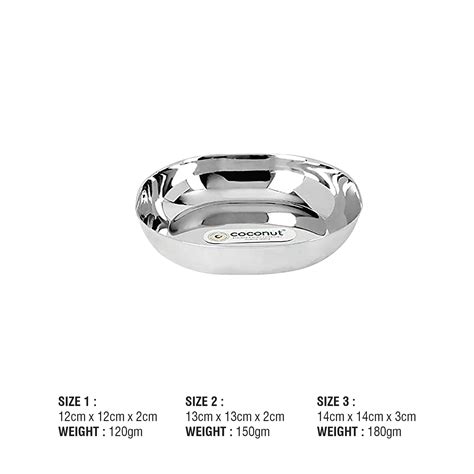 Coconut Stainless Steel Halwa Plate (Pack Of 6), Heavy Gauge, Mirror F ...