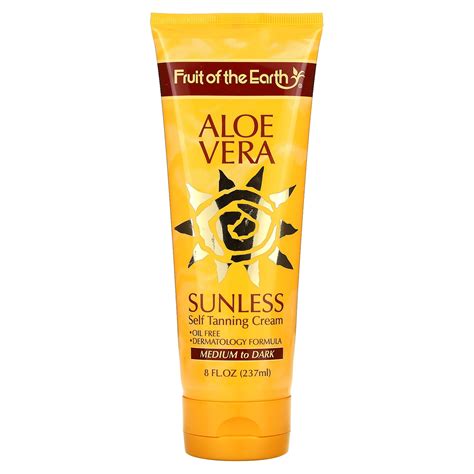Fruit of the Earth Aloe Vera Sunless Self Tanning Cream, Medium to Dark ...