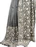 Grey Embroidered Parsi Gara Pure Organza Floral And Bird Design Saree ...