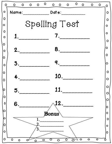 Printable Spelling Practice Template