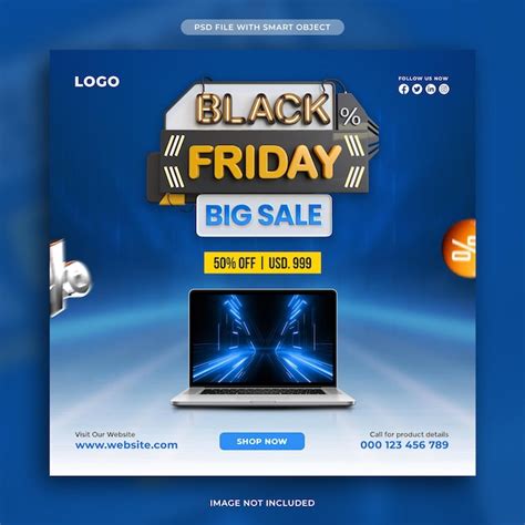 Black friday big sale social media post design template | Free PSD