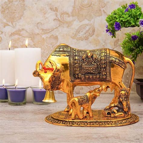 Buy Kamdhenu Idol- Gold Online in India | Vaaree