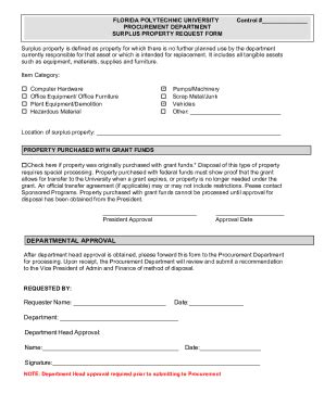 Fillable Online Surplus Property Request Form Fax Email Print - pdfFiller