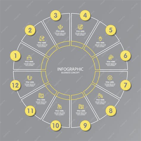 Couleurs jaunes et grises pour l'infographie de cercle avec des icônes ...