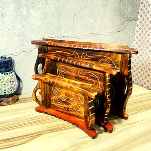 HomeFrills Sheesham Wood carved design antique Serving Platter/Trays ...