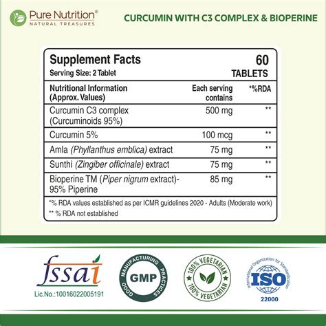 Pure Nutrition Curcumin With C3 Complex & Bioperine