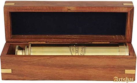 Artshai Brass Telescope with sheesham Wood Box .(12 inch Size ...