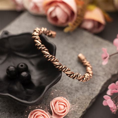 Copper Bracelet for Men and Women 99.9% Pure Copper Fashion Bangle 6.8 ...