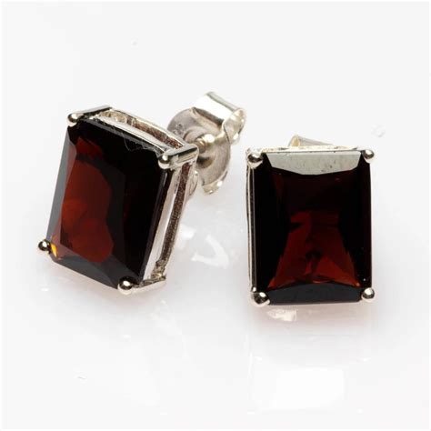 Blisse Allure 925 Sterling Silver Red Garnet Stud Earrings For Women ...
