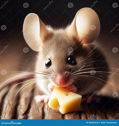 A Cute, Small Mouse with Large, Round Ears and Glossy Eyes. the Mouse ...
