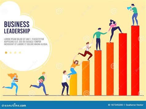 Business Leadership Vector Illustration, Cartoon Flat Tiny Business ...