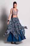 Buy Blue Crop Top And Layered Skirt Set For Women by Rishi and Vibhuti ...