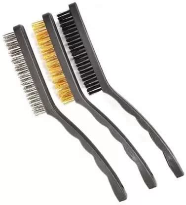ISC 3 Pc Wire Brush Set, Brass, Nylon, Stainless Steel Bristles (Large ...