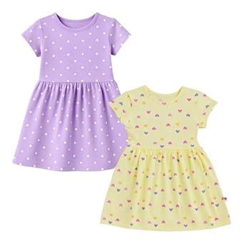 Buy HuggleBug Girls' Cotton Printed Dress – Soft Yellow A-Line Frock ...