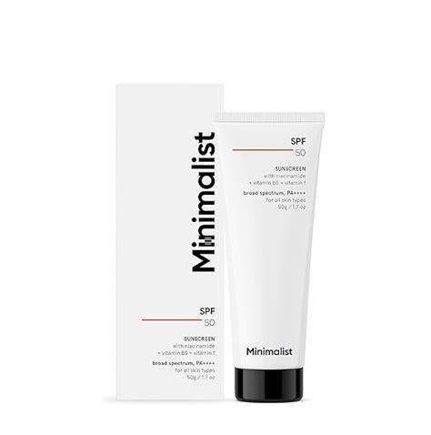 Minimalist Sunscreen Cream SPF 50 Lightweight, No White Cast, Broad ...