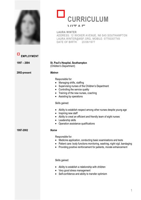 Example of Curriculum Vitae Format 的图像结果