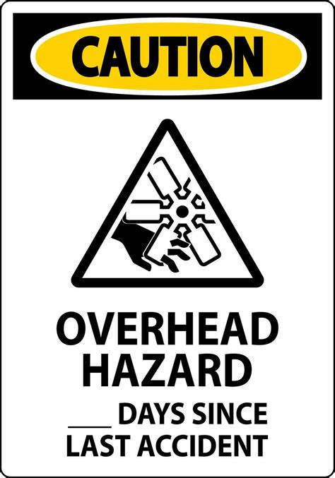 Caution Sign Overhead Hazard Days Since Last Accident 30185867 Vector ...
