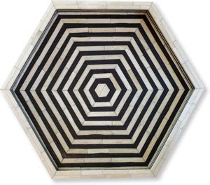 casagold Handcrafted Hexagon Black & White Serving Tray - Ottoman Bone ...