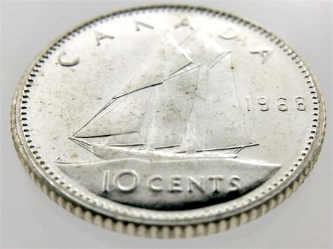 1968 Canada Ten 10 Cents 500 Silver Dime Uncirculated New Canadian Coin ...
