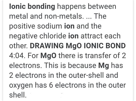 Define Ionic bond and draw the formation of Na2o and Mgo - Brainly.in