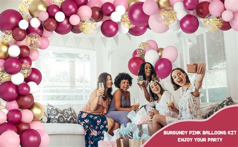 Hemito 49 Pcs Burgundy Pink Balloons Birthday Decoration kit Combo ...