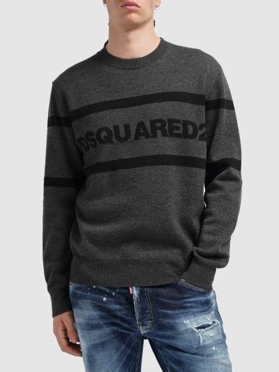 Logo intarsia wool sweater - Dsquared2 - Men | Luisaviaroma
