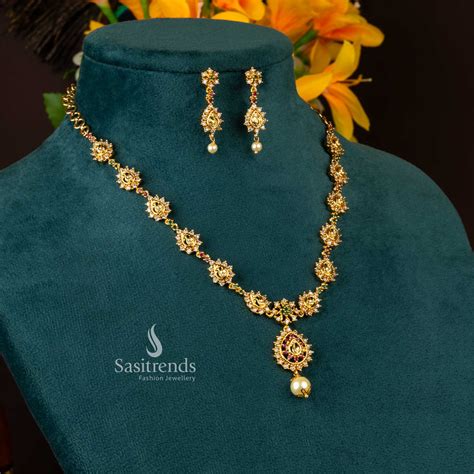 Swan Motif AD Stone Micro Gold Plated Jewellery Set - Sasitrends