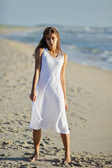 Linen Dress. Sundress With a Sash Belt. Sleeveless Dress. - Etsy