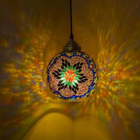 Buy Homesake Handcrafted Mosaic Glass Hanging Lamp - Turkish Moroccan ...