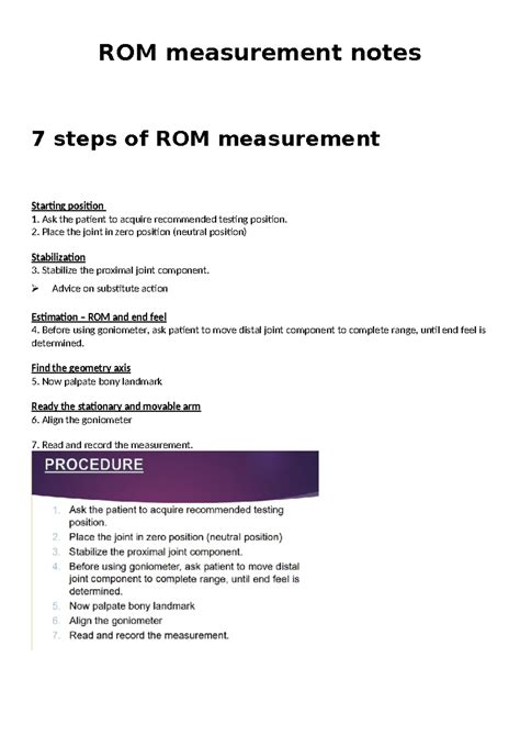 ROM measurement practical notes version 2 - ROM measurement notes 7 ...