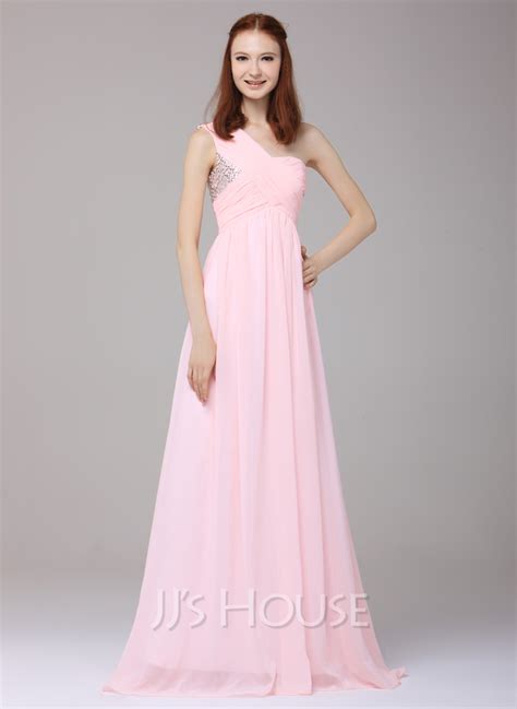 A-Line/Princess One-Shoulder Floor-Length Chiffon Holiday Dress With ...