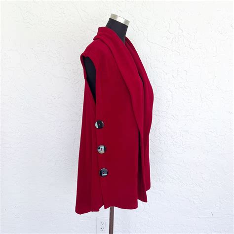Soft Surroundings Red Vest Womens Small Mesa Button #26312 Holiday ...