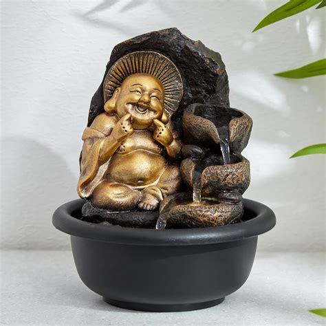 Home Centre Corsica Alpine Polyresin Laughing Buddha Fountain - 14.5x14 ...