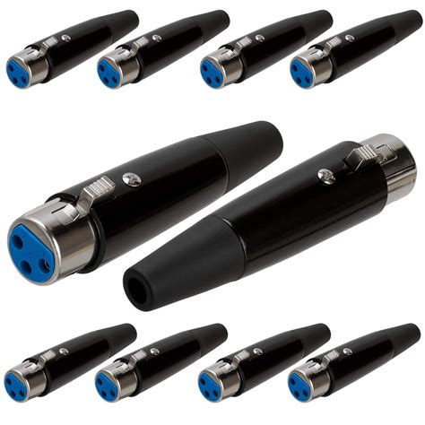 Cmple - [10 Pack] 3-Pin (Female) XLR Microphone Connector, Metal Audio ...