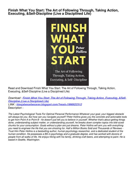 PDF KINDLE DOWNLOAD Finish What You Start: The Art of Following Through ...