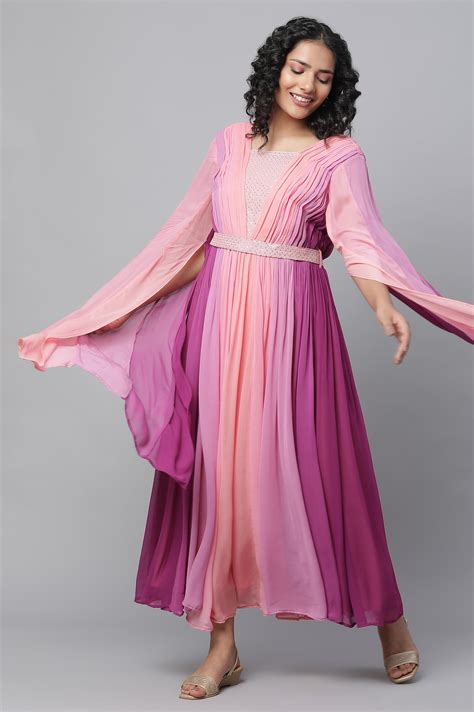 Buy Purple High Festive Dress With Fairy Sleeves Online for Woman ...