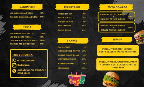 Menu at The BurgEra, Bidholi