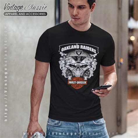 Oakland Raiders Motor Harley Davidson Cycles Shirt - Vintagenclassic Tee
