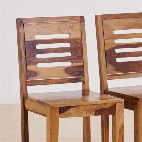 Buy (Refurbished) Adana Set of 2 Sheesham Wood Dining Chairs - Brown ...
