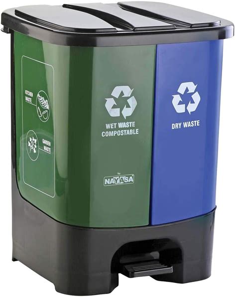 KOLORR Twin Bin 19L Dustbin Dry & Wet Waste Pedal Dustbins / 2 In 1 ...
