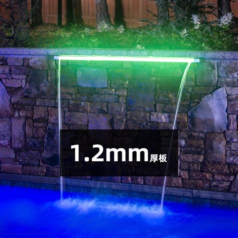 庭院流水景观循环水景自动流水器LED七彩灯光304不锈钢瀑布出水口-阿里巴巴