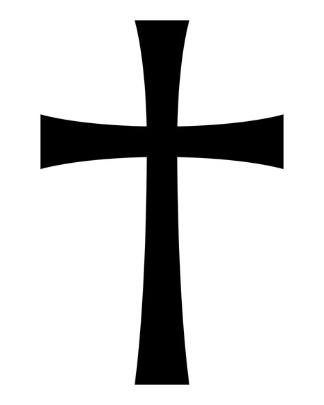 Christian cross, black and white silhouette illustration of religious ...