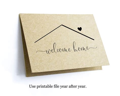 Printable Welcome Home Card Template, Blank Folded New Home Notecard ...