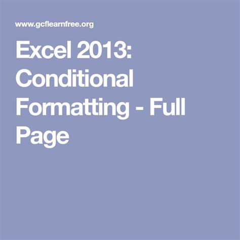 Image result for Excel Conditional Formatting Cheat Sheet