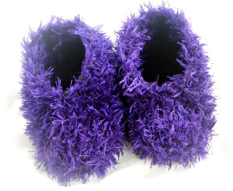 Womens Bedroom Slippers / Fluffy Fuzzy Purple Hand Knit | Etsy