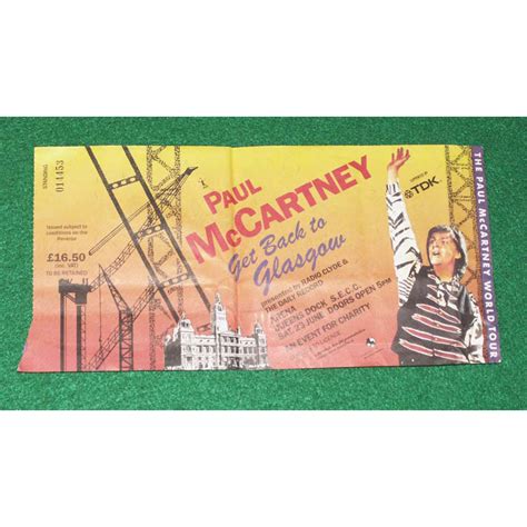 Paul McCartney and Wings Paul McCartney Glasgow Ticket 1990 '90 Ticket