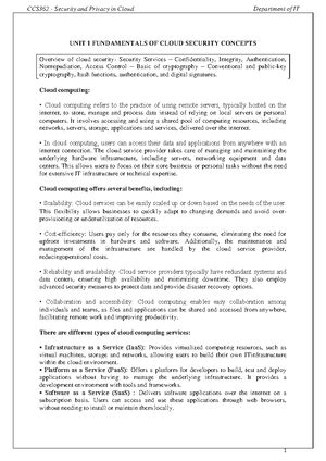 [Solved] CCS362 Security and Privacy in Cloud Notes Unit 2 - Security ...