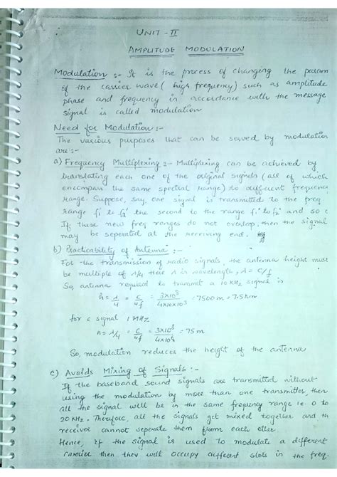 Notes - UNIT II AMPLITUDE MODULATION Modulation It is the process of ...