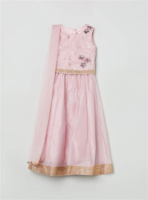Buy Girls Embellished Blouse with Lehenga and Dupatta Online at just Rs ...