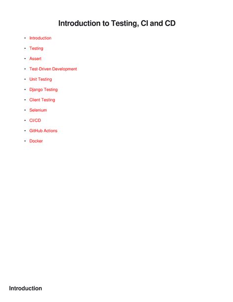 Introduction to Testing, CI and CD - We also familiarized ourselves ...